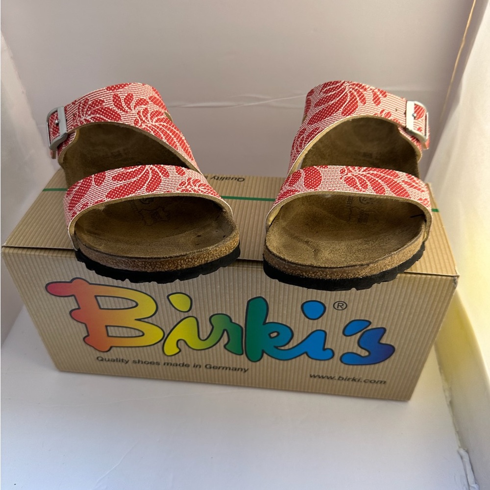 Birkenstock Birki's Women's Size 6.5 Malden Style Floral Sandal Leather Cork